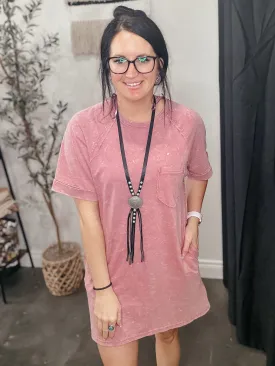 Kicking it Casual T-Shirt Dress Pink