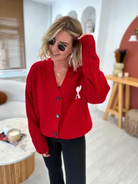 Knitwear cardigan with heart logo