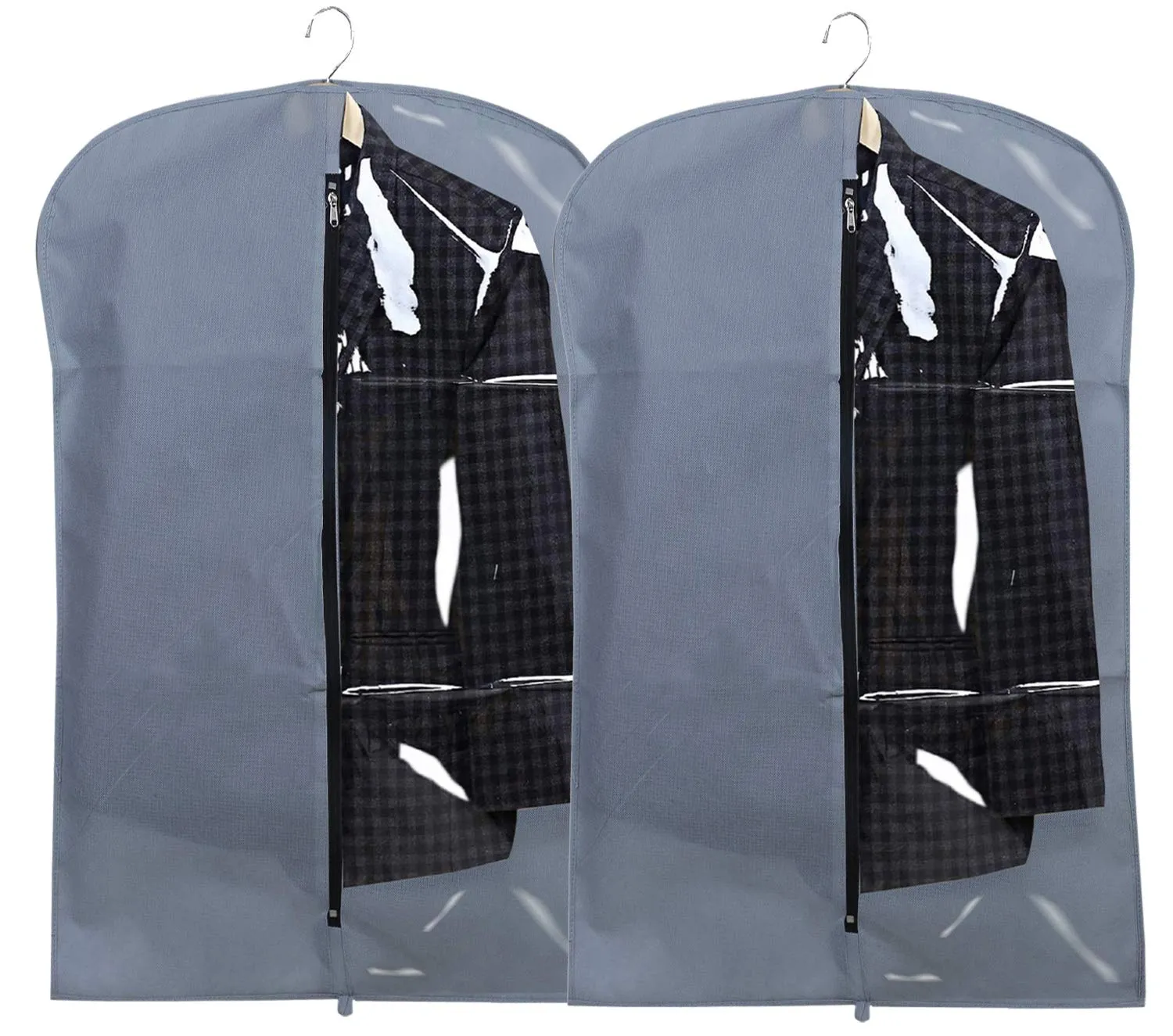 Kuber Industries 2 Pieces Half Transparent Non Woven Men's Coat Blazer Suit Cover (Grey) -CTKTC041318