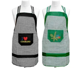 Kuber Industries Checked Design Cotton 2 Piece Apron - Multicolour