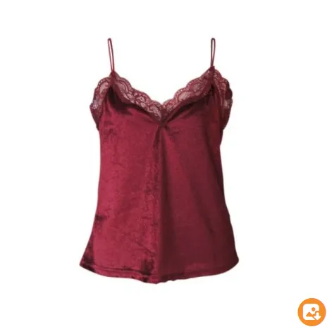 Lace lotus leaf lace stitching velvet halter top vest top