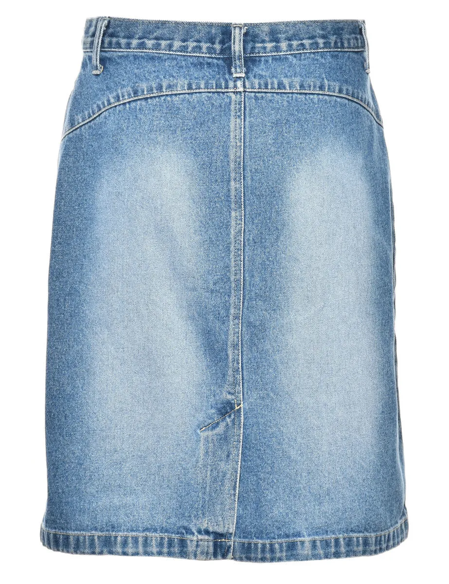 Light Wash Western Denim Skirt - L