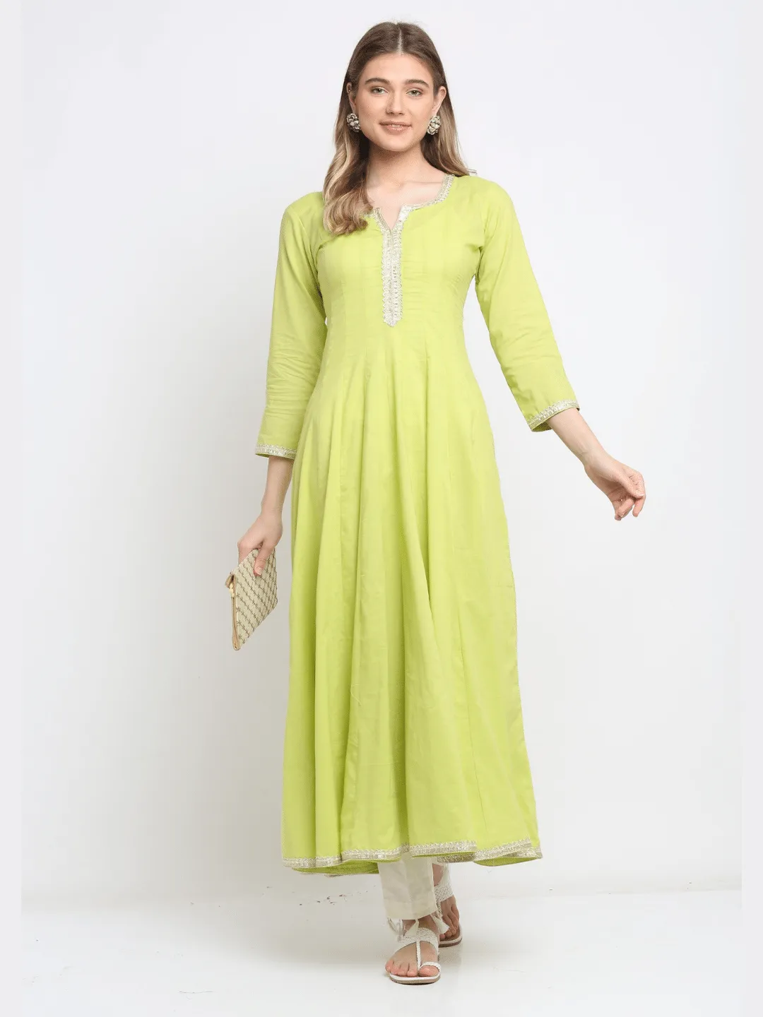 Lime Green Anarkali Kurti