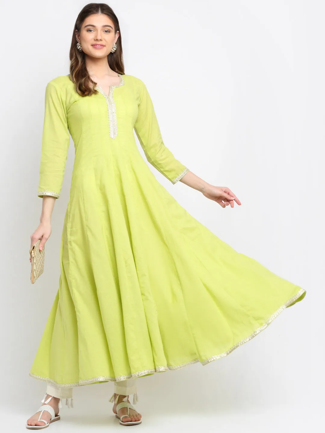 Lime Green Anarkali Kurti
