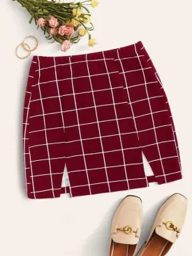 M-Slit Hem Grid Skirt