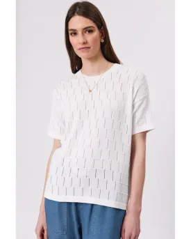 Marlow Grid Weave Knit Tee - Ivory
