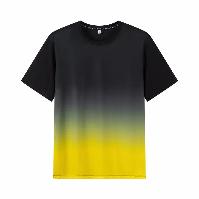 Men's Gradient T-shirt Big Size 6XL/7XL 110-175KG Fashion Loose Short Sleeve Round Collar Tees Summer Oversized Tops
