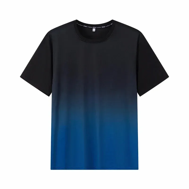 Men's Gradient T-shirt Big Size 6XL/7XL 110-175KG Fashion Loose Short Sleeve Round Collar Tees Summer Oversized Tops