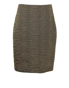 Metallic Waffle-Knit Pencil Skirt