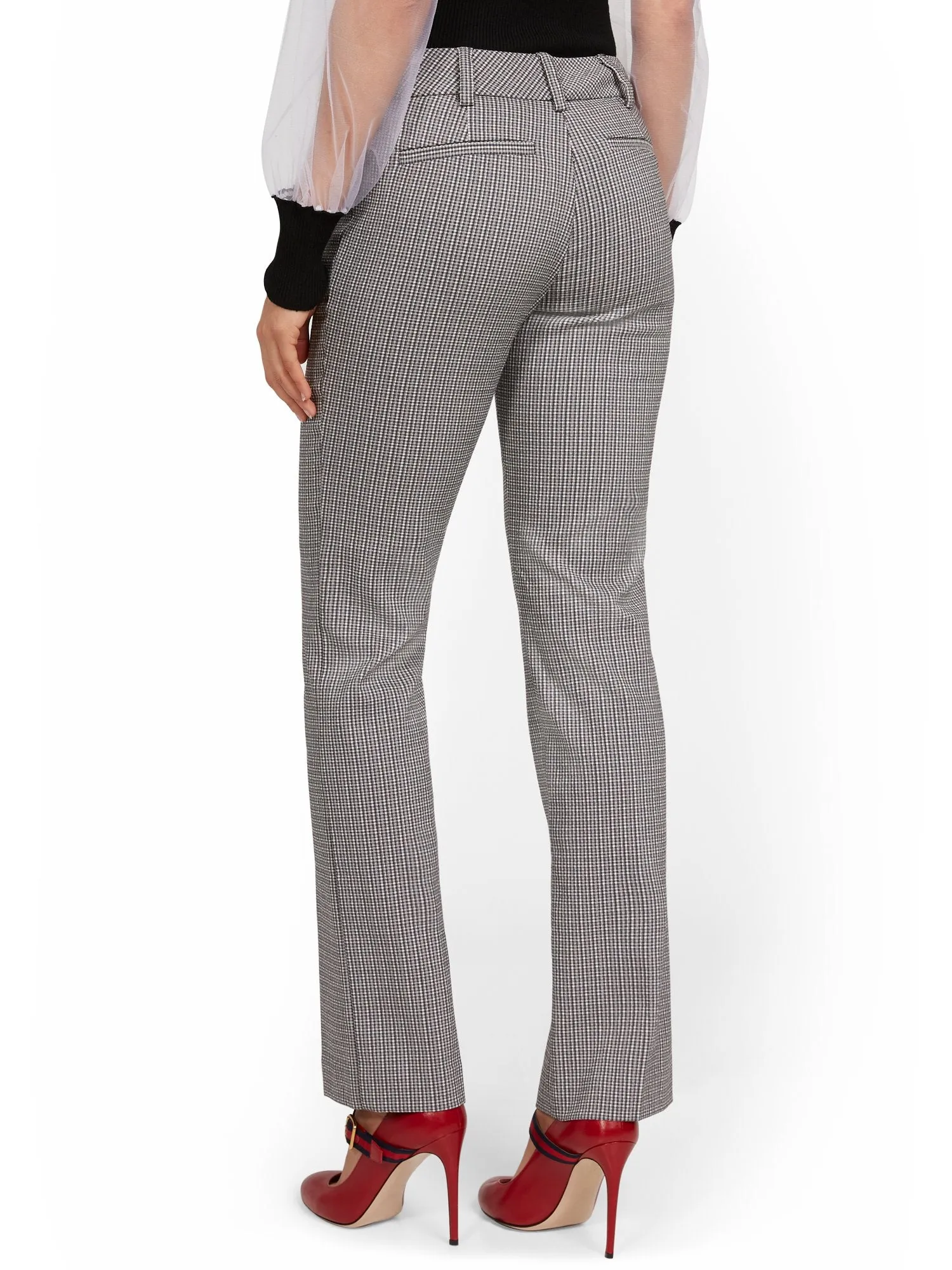 Mid-Rise Straight-Leg Check Pant