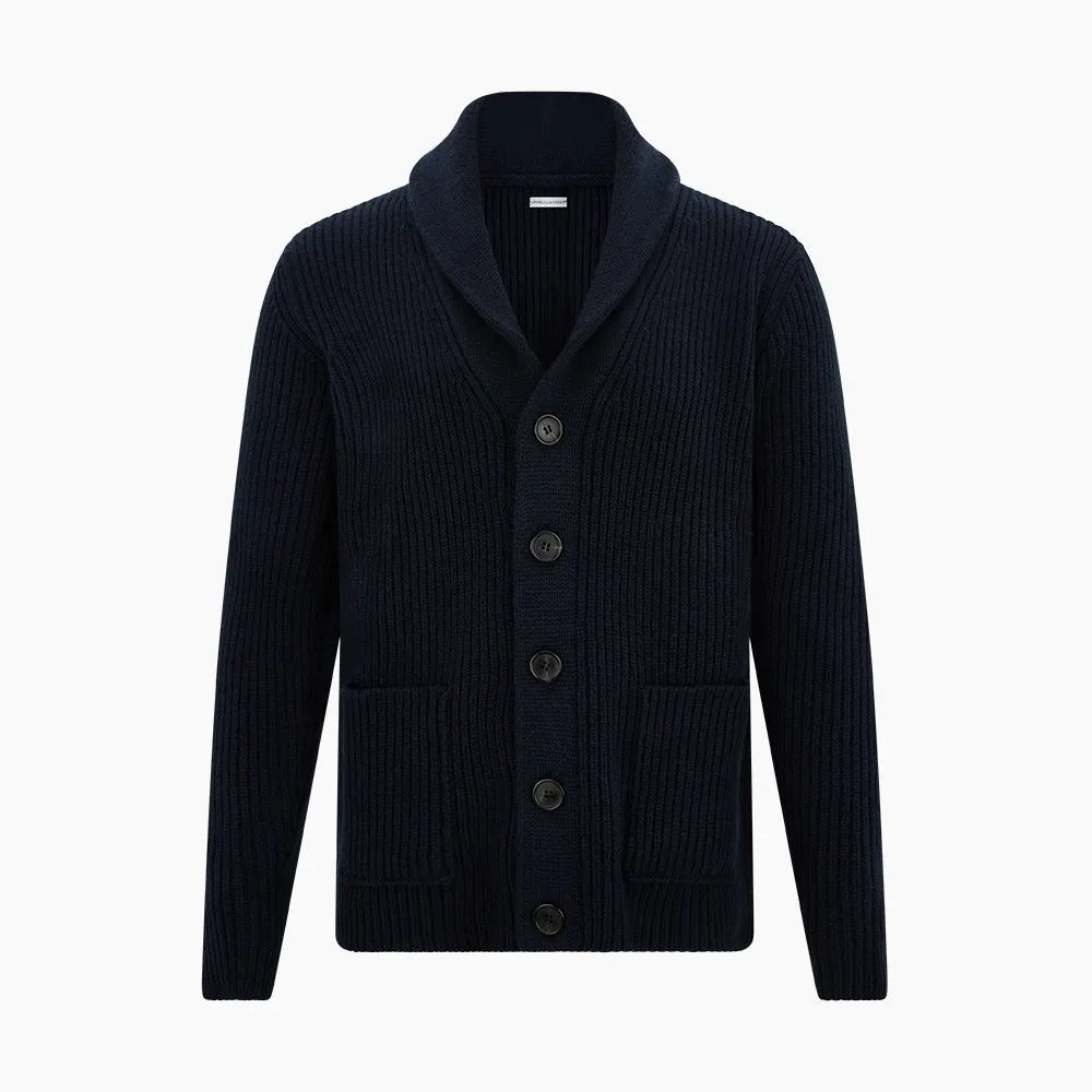 Midnight Blue Cashmere Shawl Collar Cardigan