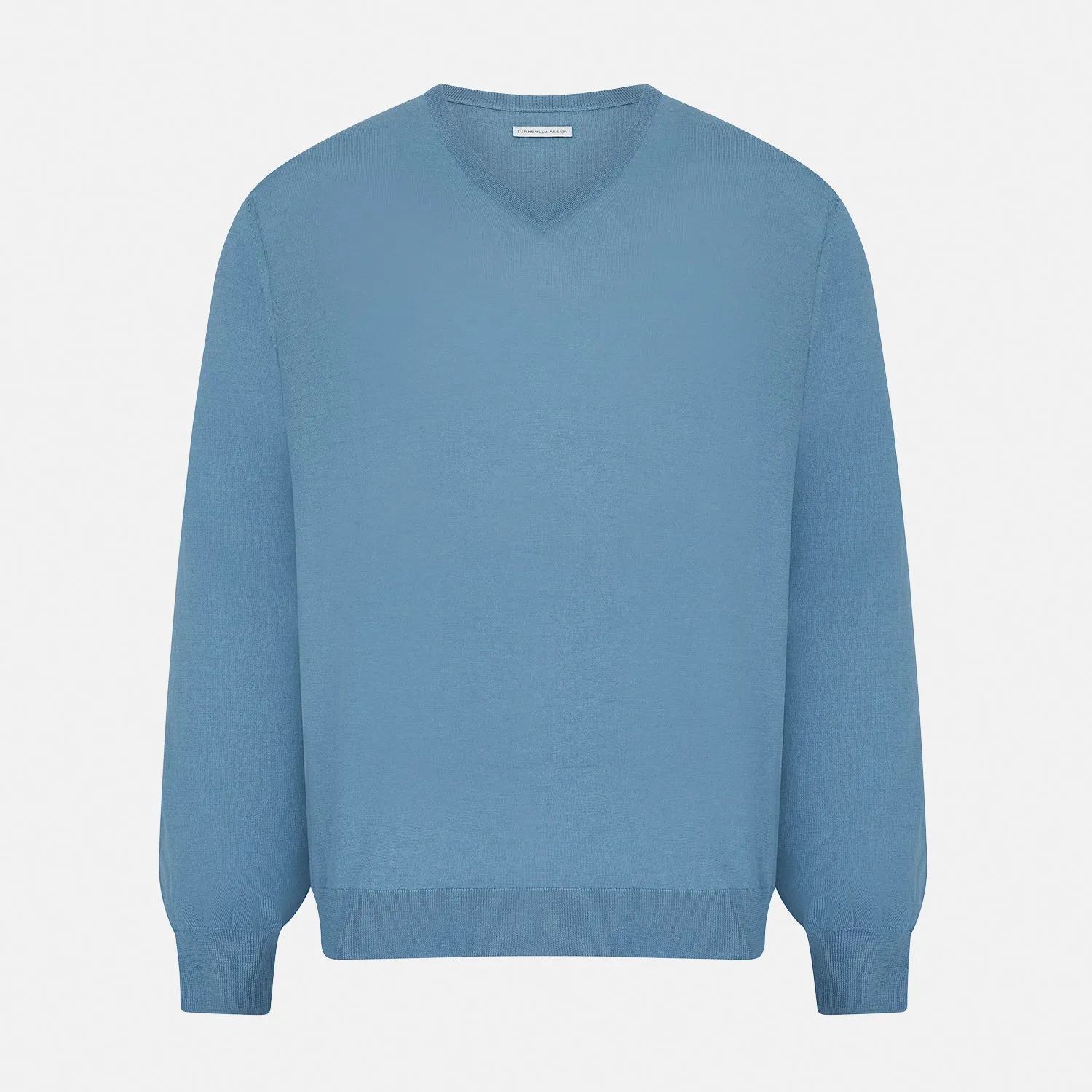 Pale Blue Fine Merino V-Neck Jumper