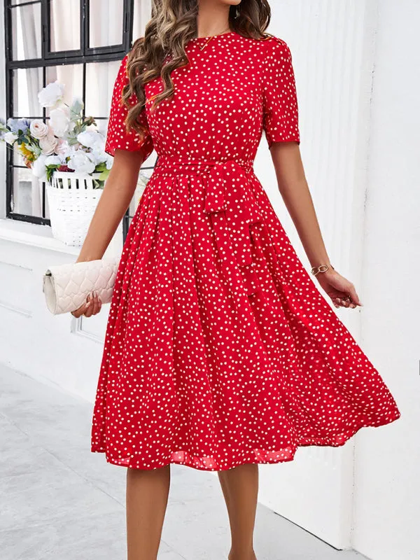 Patricia Women's Elegant Casual Polka Dot Print Strappy Dress