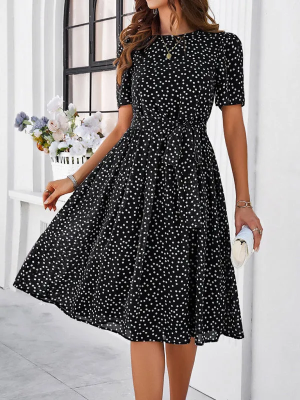 Patricia Women's Elegant Casual Polka Dot Print Strappy Dress