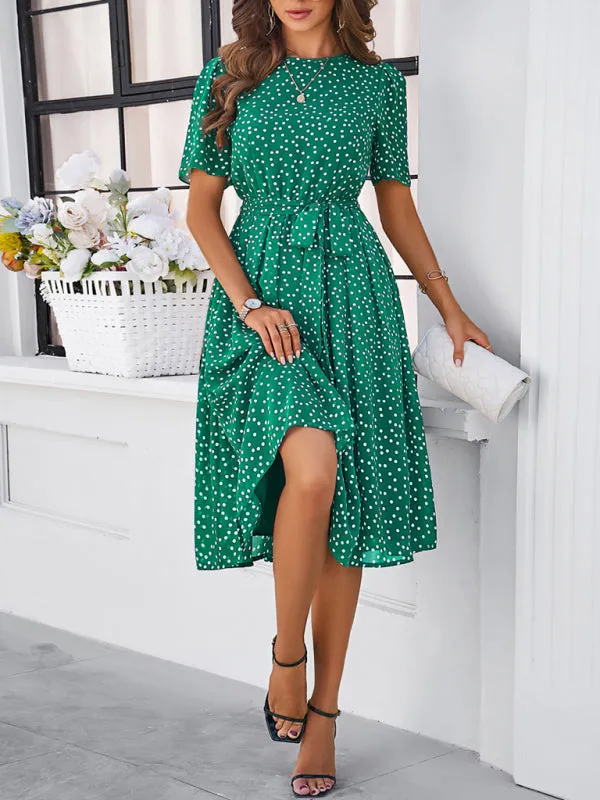 Patricia Women's Elegant Casual Polka Dot Print Strappy Dress
