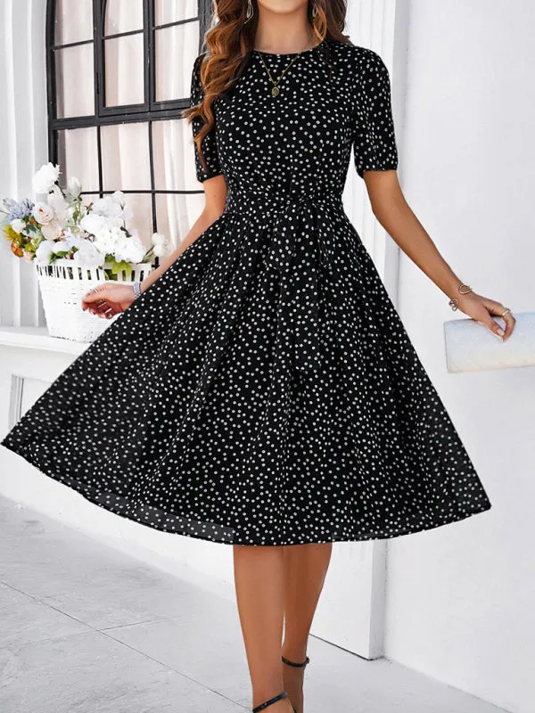 Patricia Women's Elegant Casual Polka Dot Print Strappy Dress
