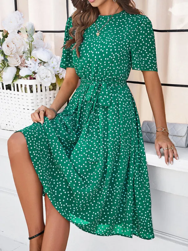 Patricia Women's Elegant Casual Polka Dot Print Strappy Dress