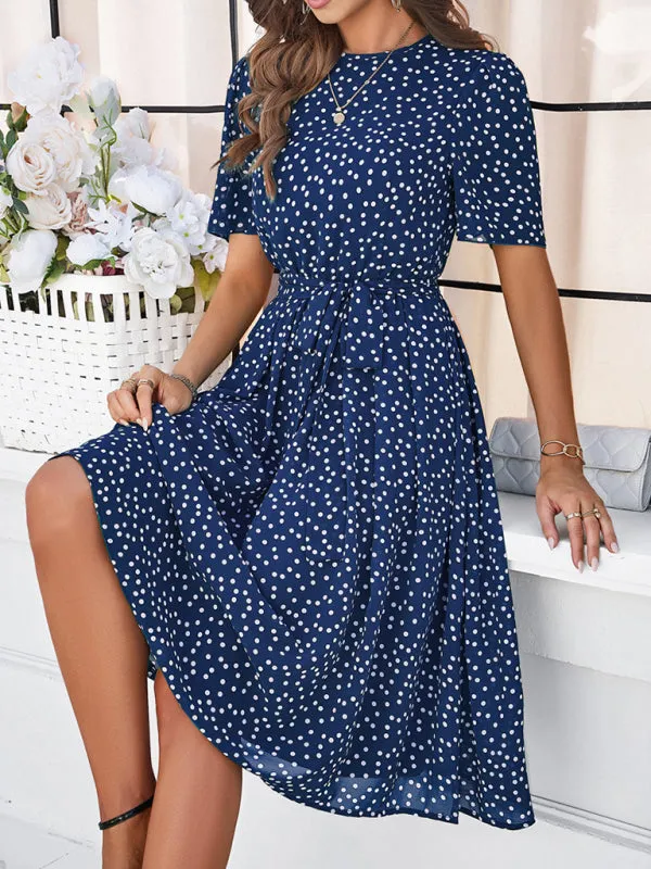 Patricia Women's Elegant Casual Polka Dot Print Strappy Dress