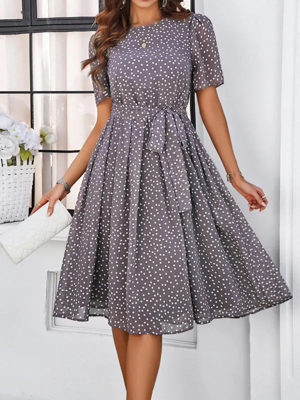 Patricia Women's Elegant Casual Polka Dot Print Strappy Dress