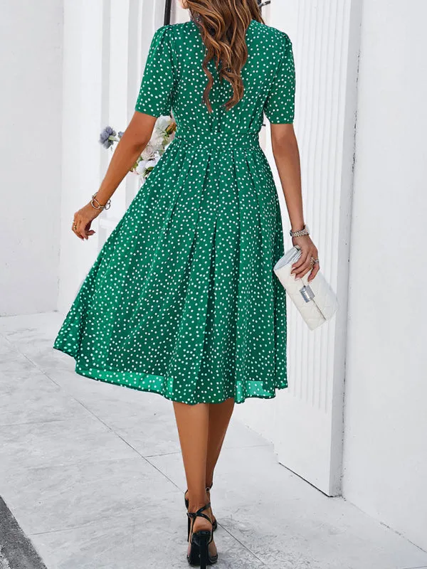 Patricia Women's Elegant Casual Polka Dot Print Strappy Dress