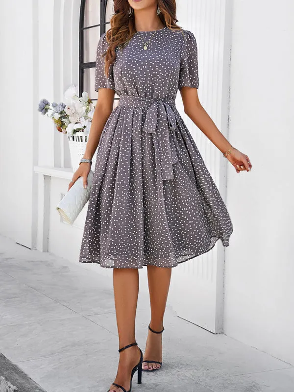Patricia Women's Elegant Casual Polka Dot Print Strappy Dress