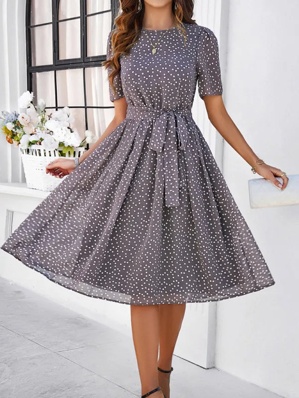 Patricia Women's Elegant Casual Polka Dot Print Strappy Dress