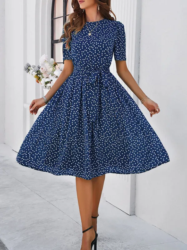 Patricia Women's Elegant Casual Polka Dot Print Strappy Dress