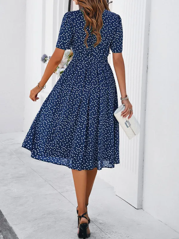 Patricia Women's Elegant Casual Polka Dot Print Strappy Dress