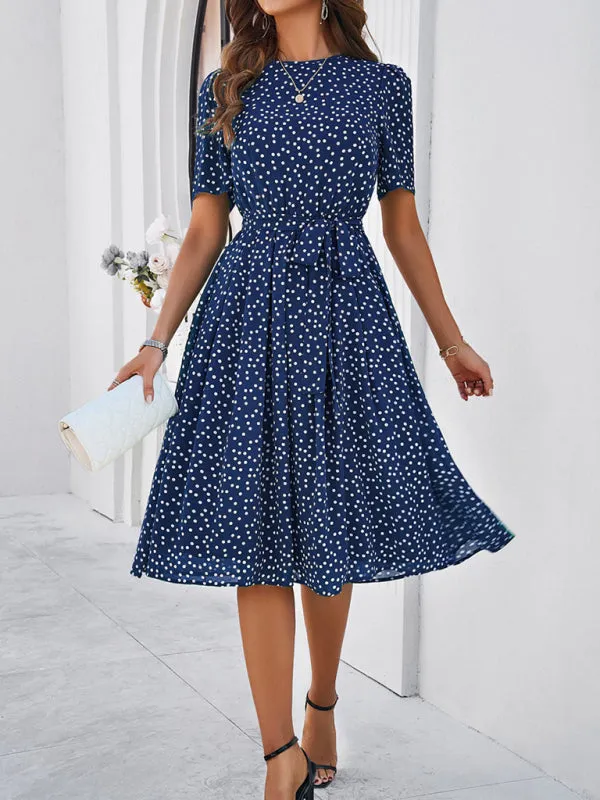 Patricia Women's Elegant Casual Polka Dot Print Strappy Dress