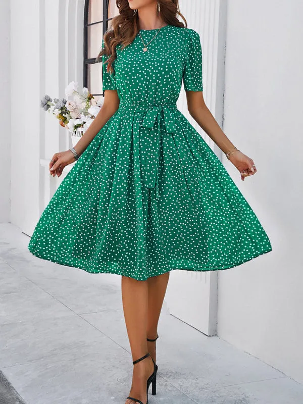 Patricia Women's Elegant Casual Polka Dot Print Strappy Dress