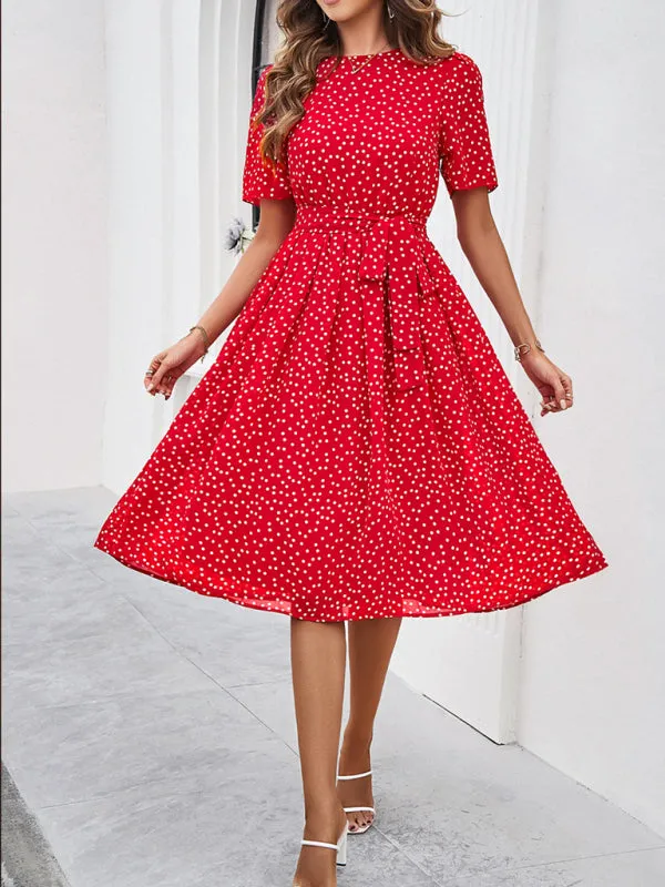 Patricia Women's Elegant Casual Polka Dot Print Strappy Dress