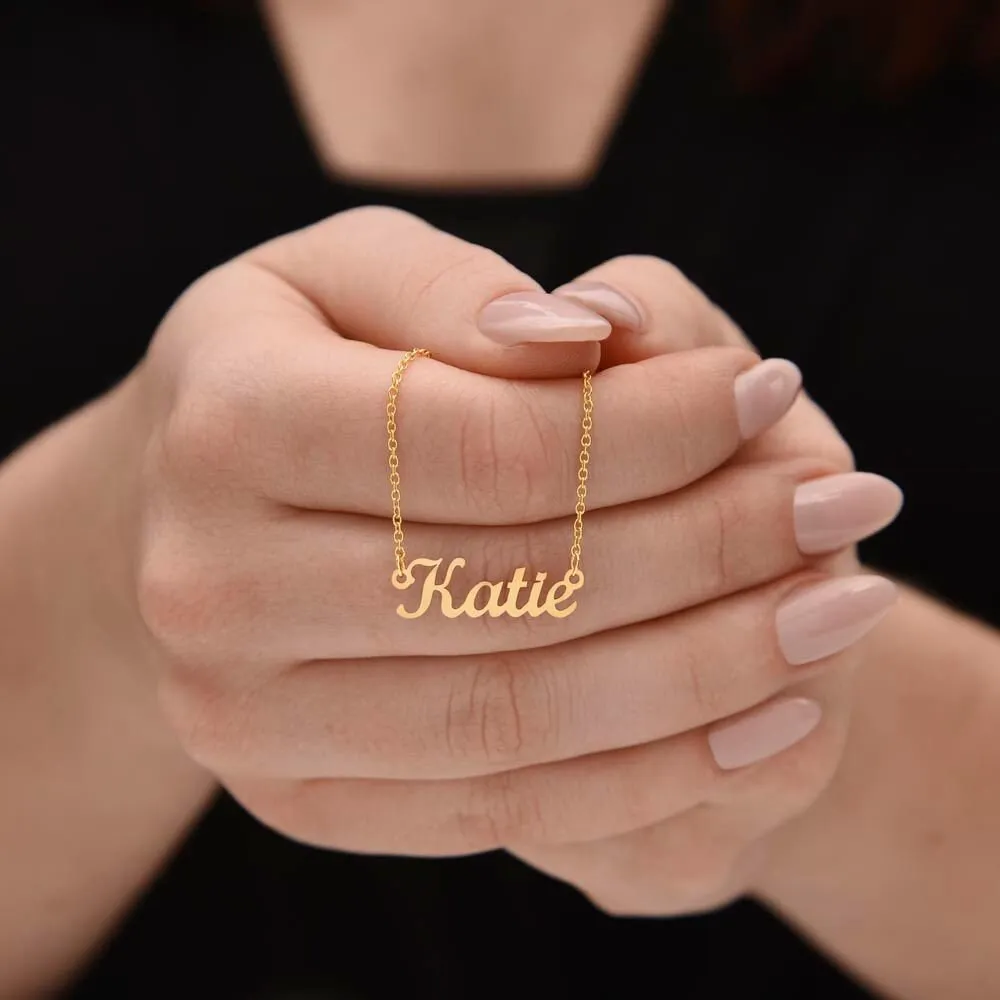 Perfect Minimalist Unisex Gift Custom Name Necklace Stainless Steel Exclusive Retro Cursive Font For Guys and Girls Men and Women