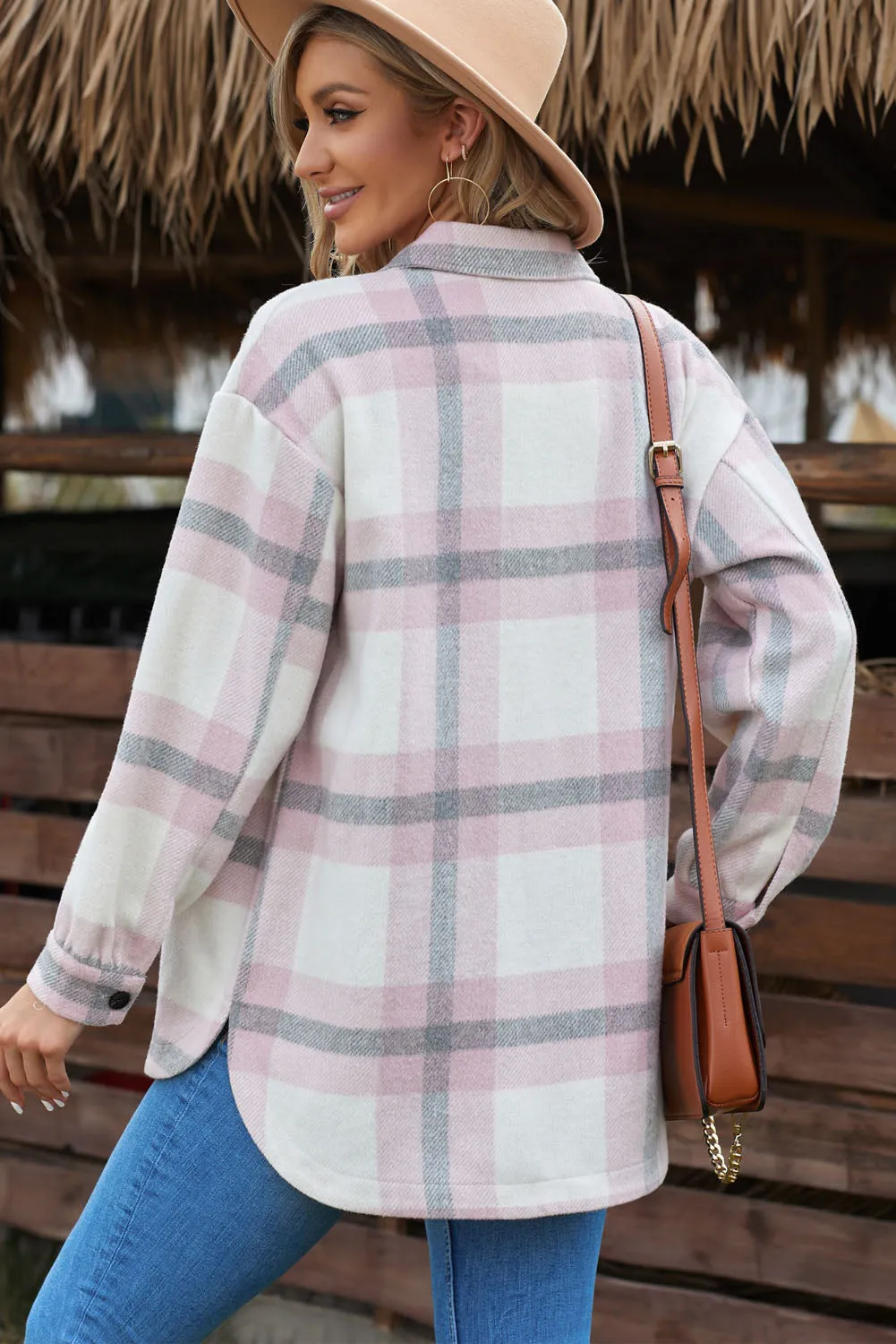 Plaid Dropped Shoulder Pocket Shirt