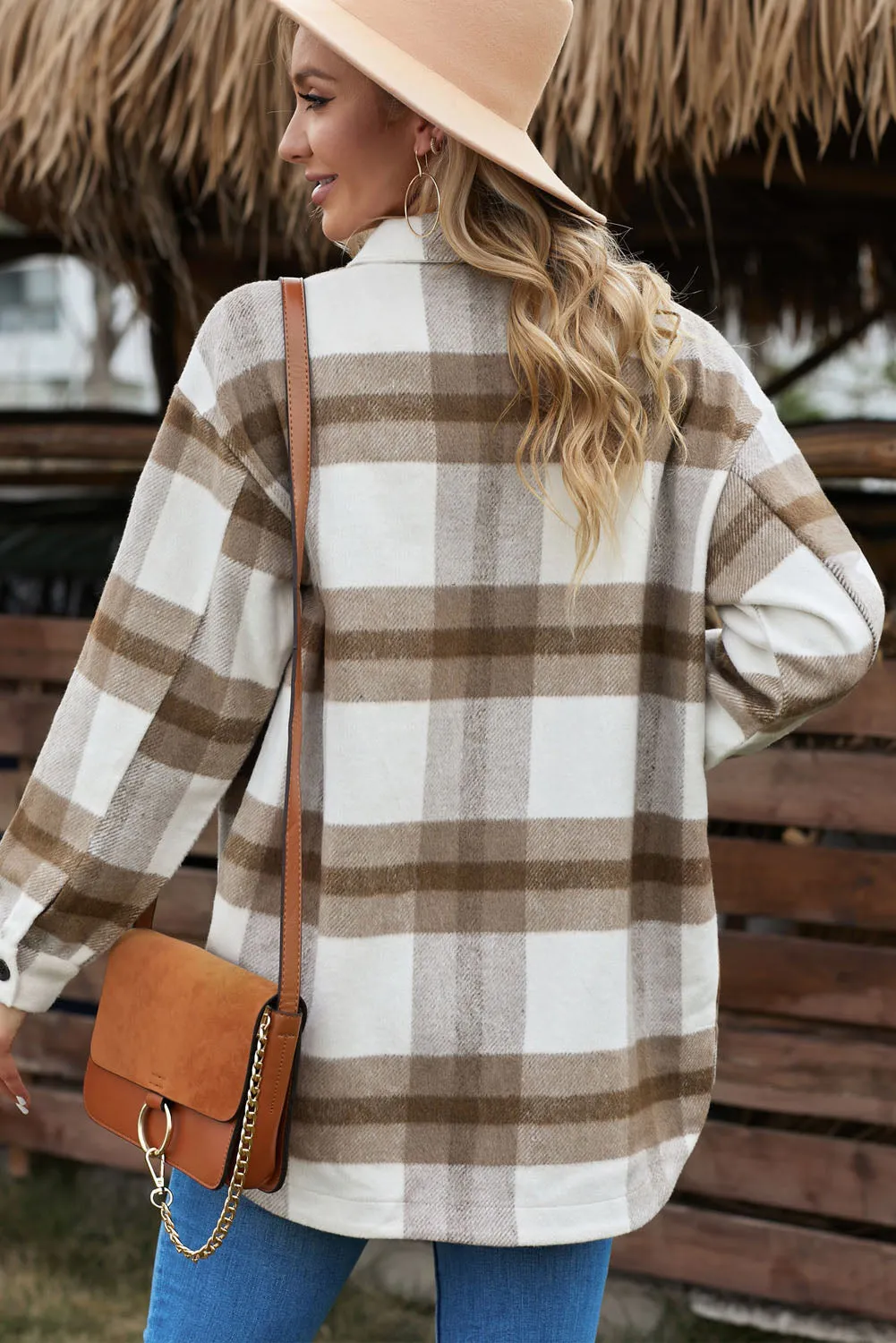 Plaid Dropped Shoulder Pocket Shirt