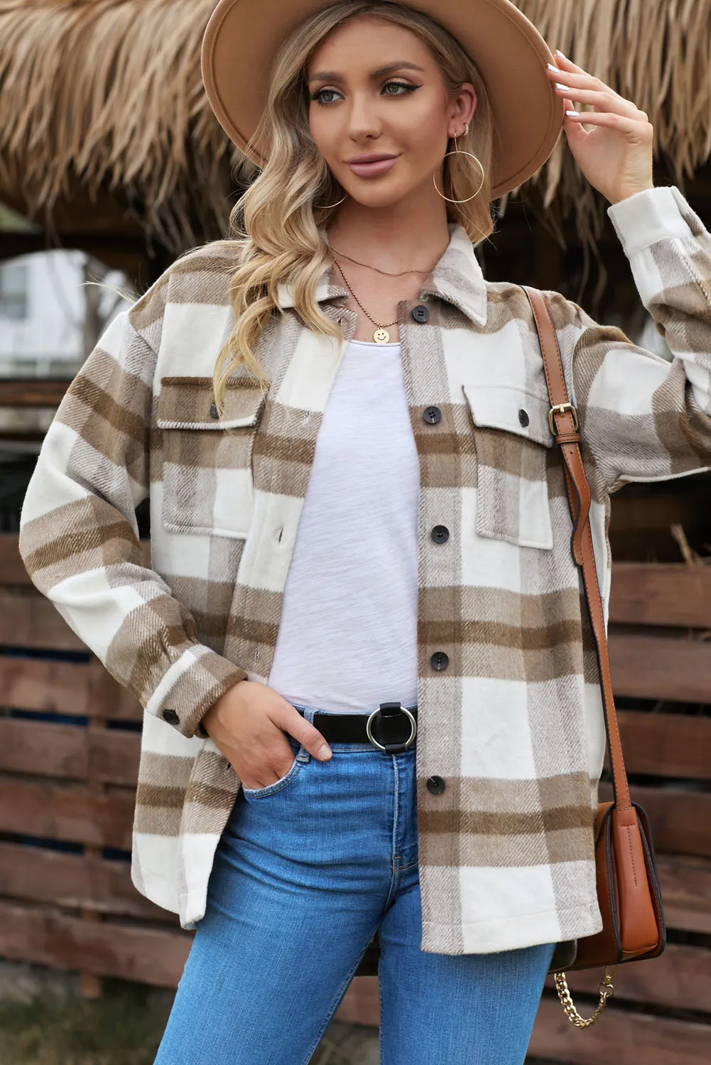 Plaid Dropped Shoulder Pocket Shirt
