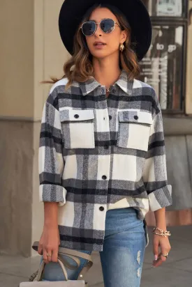 Plaid Dropped Shoulder Pocket Shirt