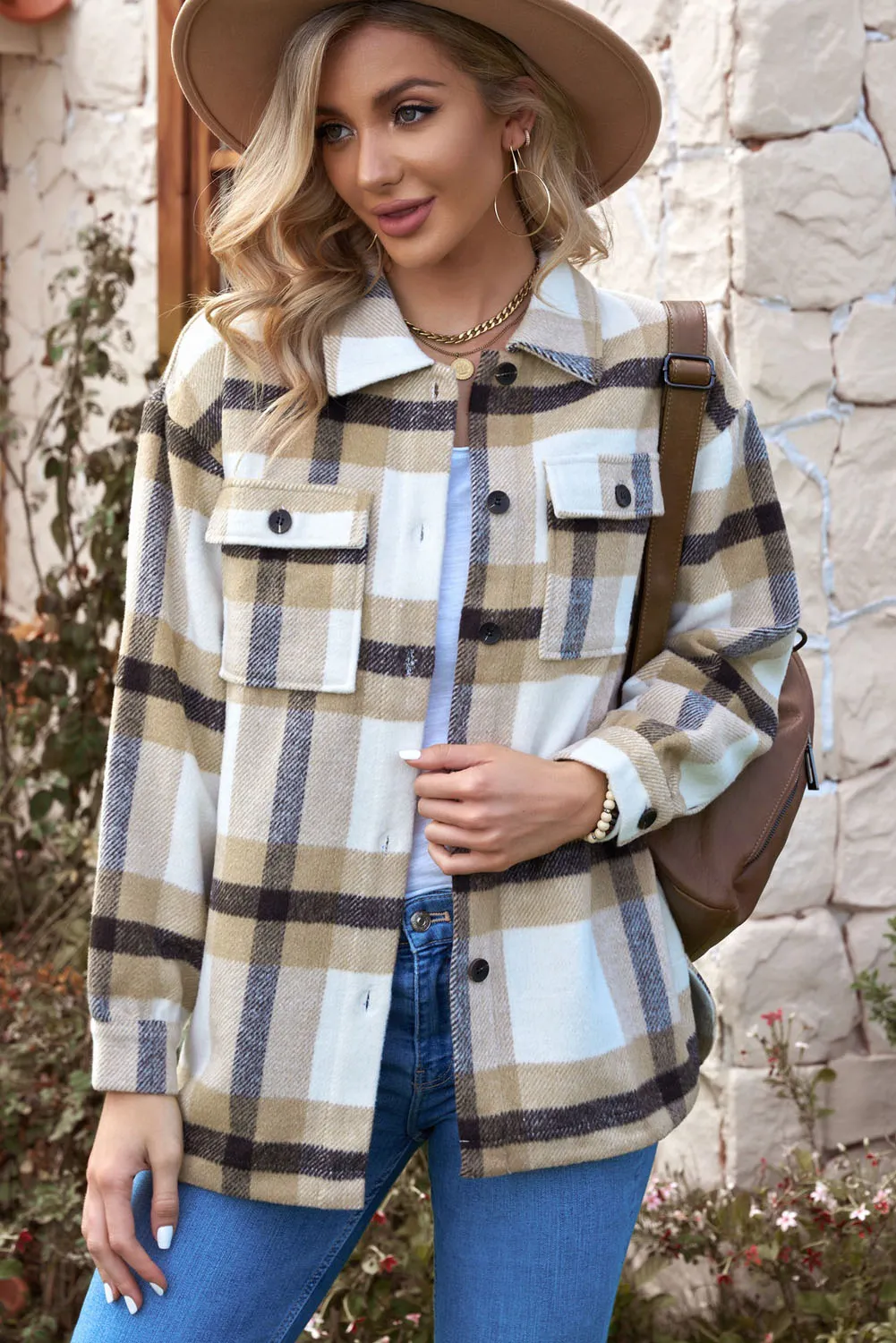 Plaid Dropped Shoulder Pocket Shirt