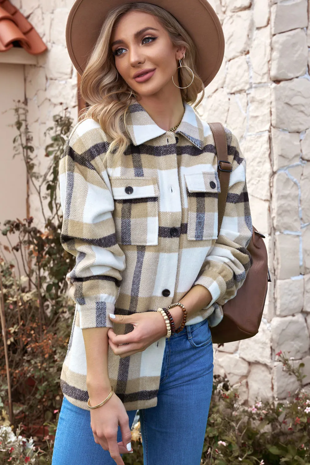 Plaid Dropped Shoulder Pocket Shirt