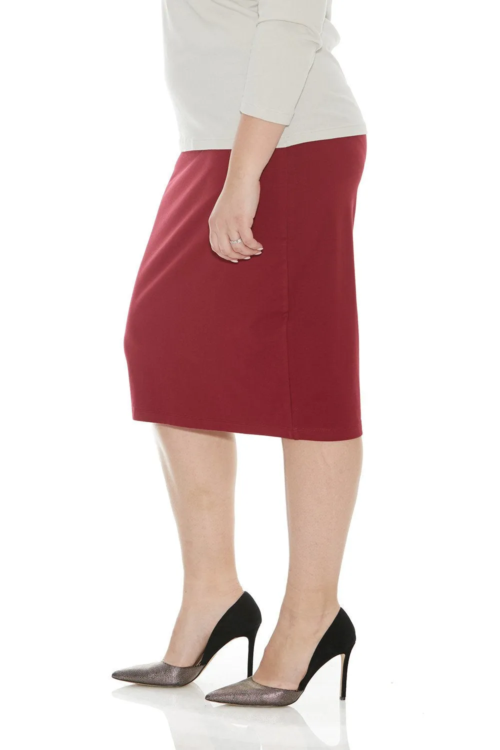 Plus Size Cotton Below Knee Length Pencil Skirt 'Dallas' EX802111