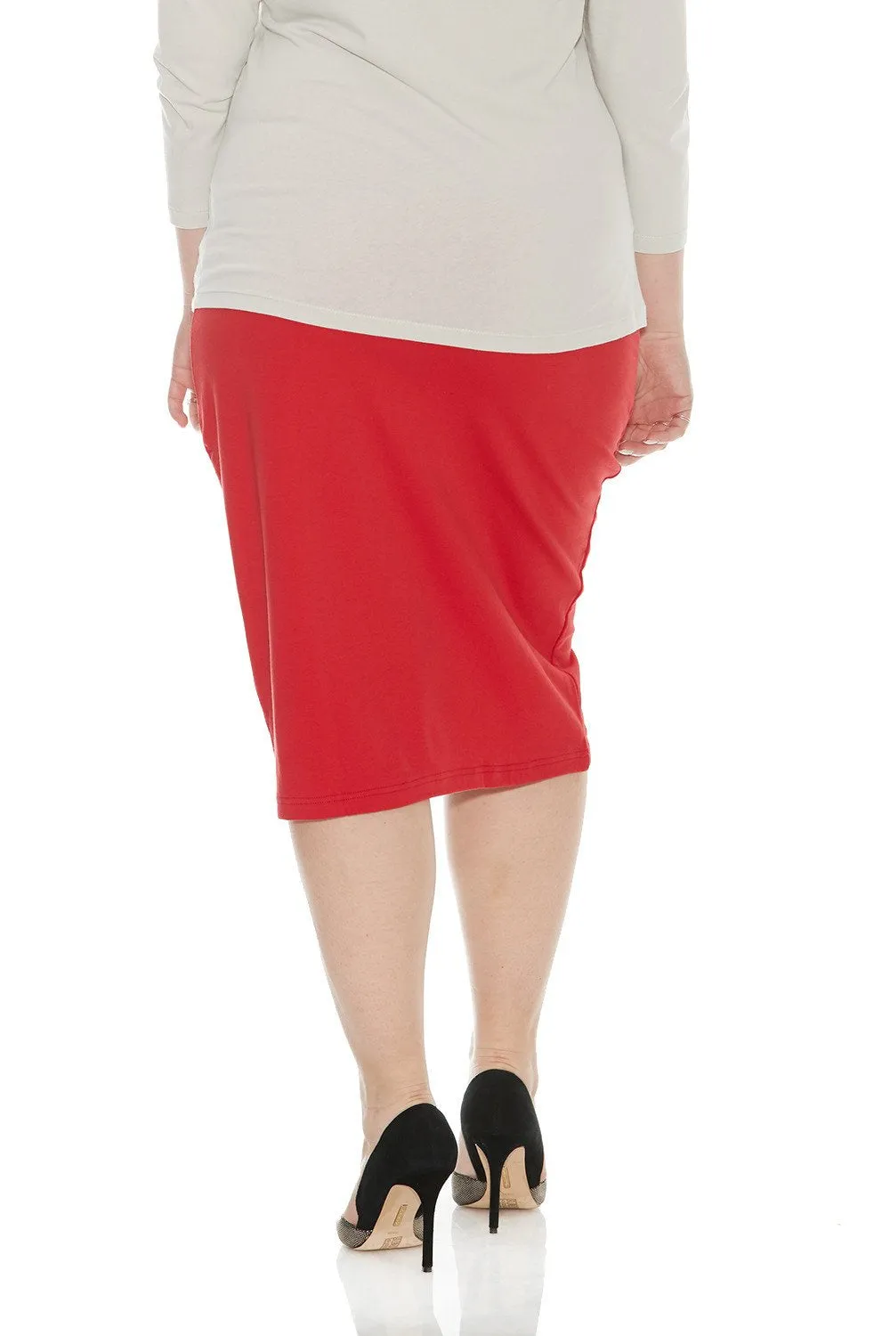 Plus Size Cotton Below Knee Length Pencil Skirt 'Dallas' EX802111