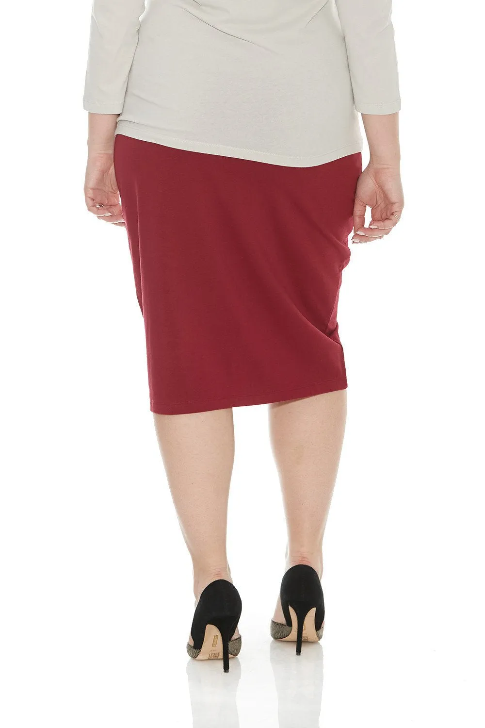 Plus Size Cotton Below Knee Length Pencil Skirt 'Dallas' EX802111
