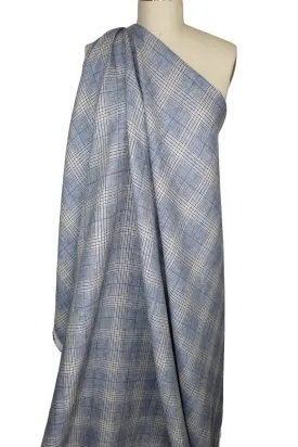 Prince of Wales Check Midweight Linen - Blues/Beige