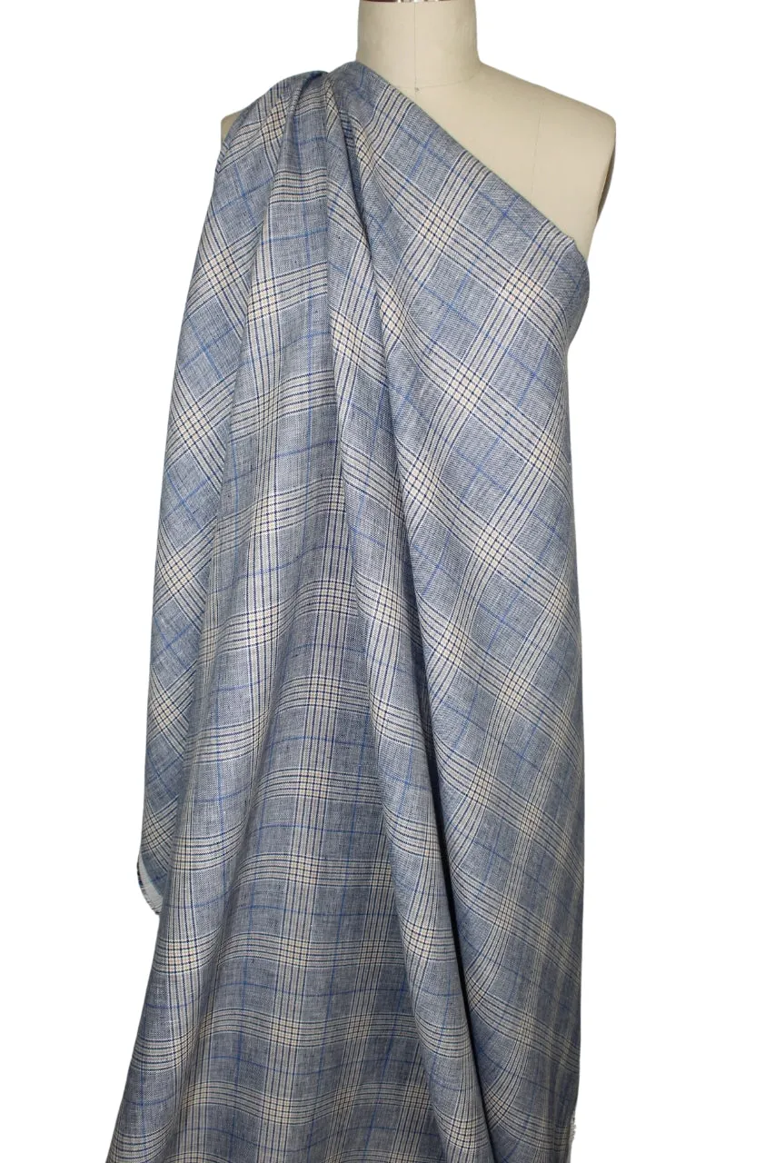 Prince of Wales Check Midweight Linen - Blues/Beige