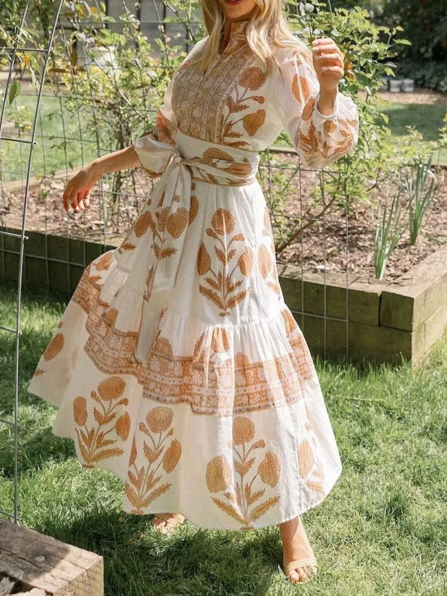 Printed Elegance Midi Dress