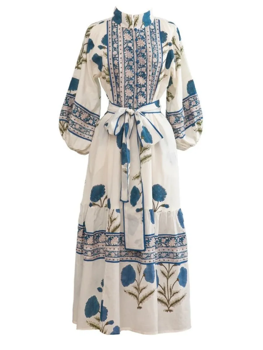 Printed Elegance Midi Dress