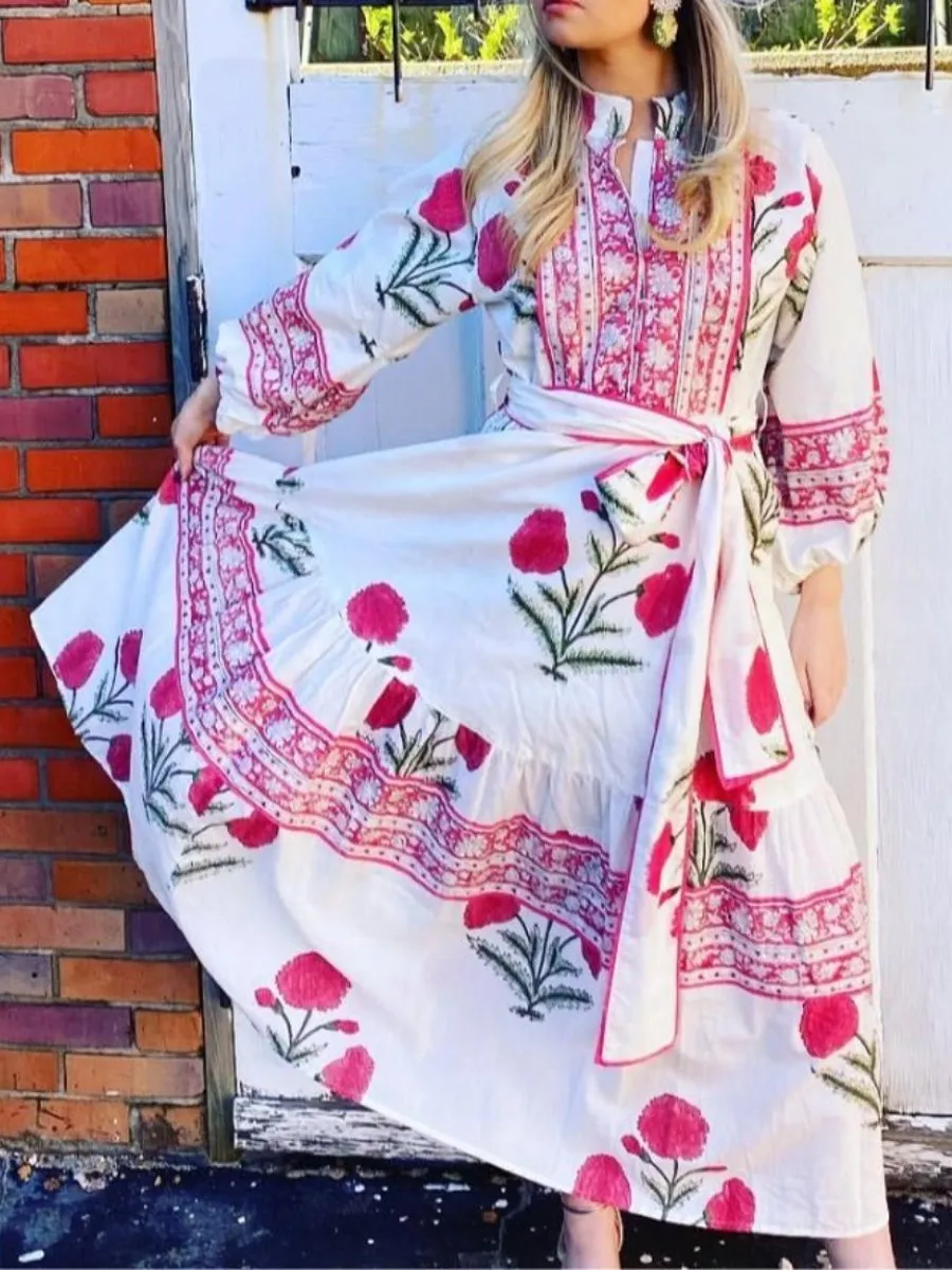 Printed Elegance Midi Dress