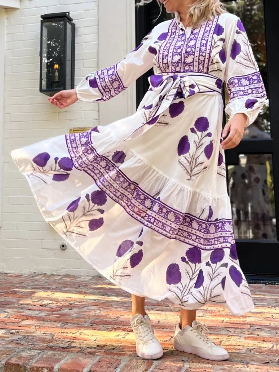 Printed Elegance Midi Dress