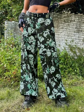 Printed Flap Pocket Side Cargo Pants
