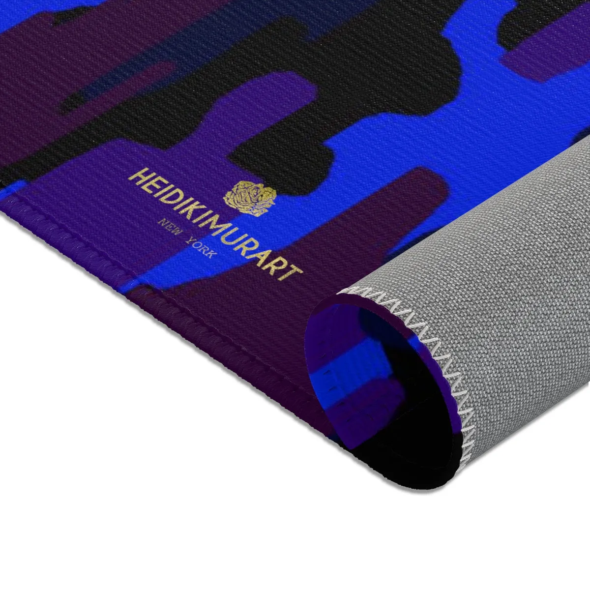 Purple Blue Camo Carpet, Best Camouflage Military Army Print 24x36/ 36x60/ 48x72 inches Area Rug