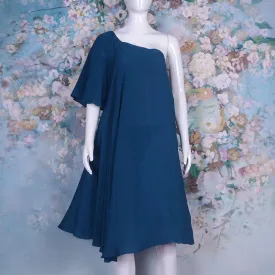 Real Silk Short Sleeve One Shoulder Loose Oversized Flare Beach Casual Dress